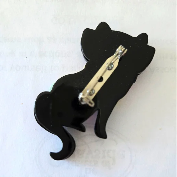 Colorful Acrylic Cat Pin NWOT - Picture 2 of 6